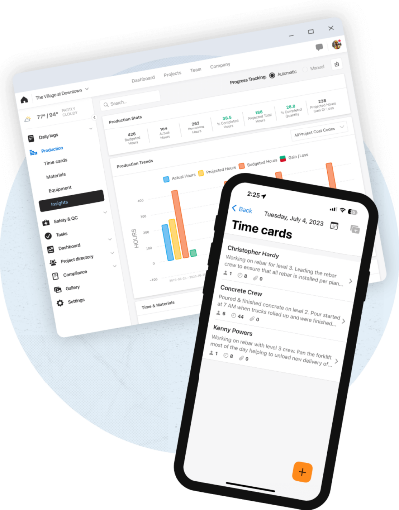 Construction teams using secure cloud project management tools