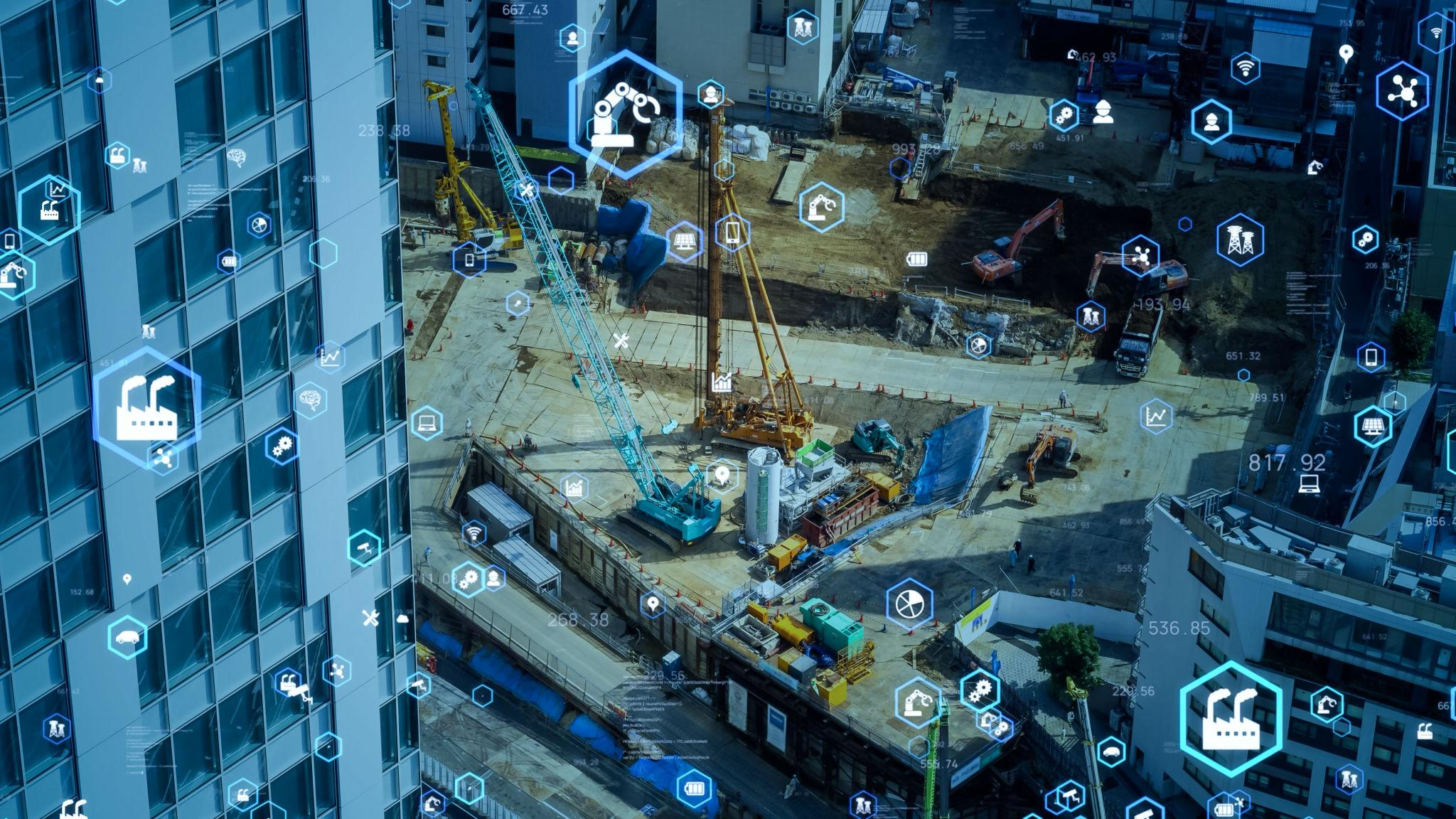 Future construction jobsite using advanced technology