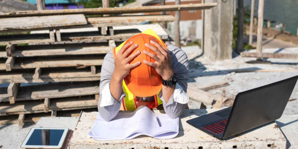 Construction worker experiencing downtime on a jobsite