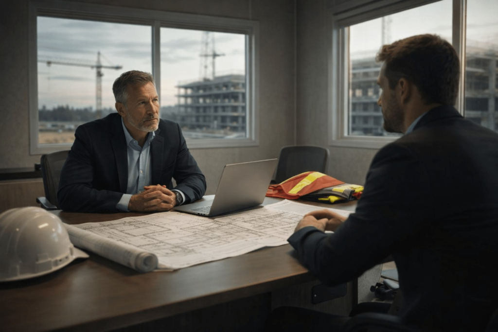 Construction executives meeting with IT provider
