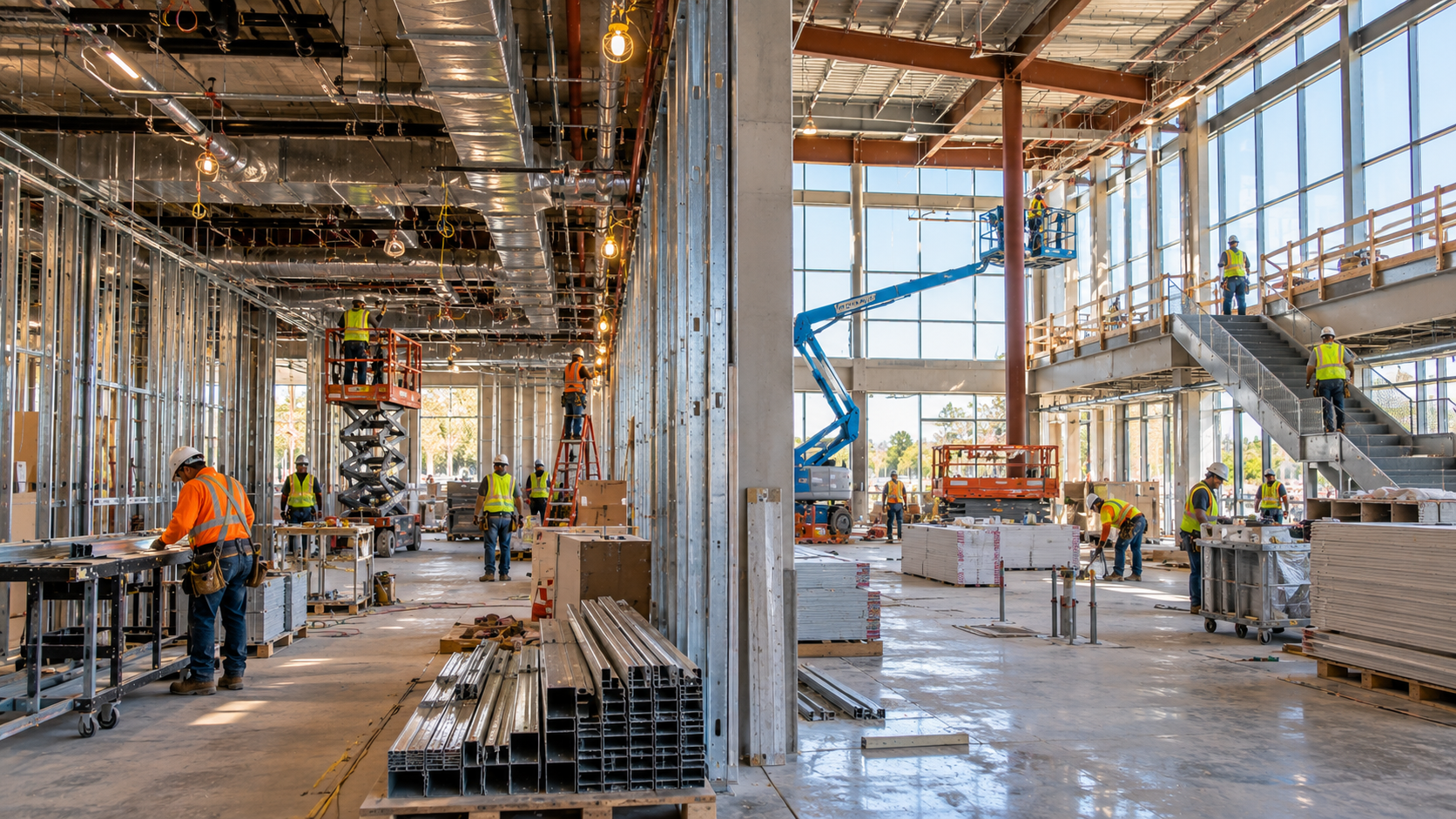 Commercial construction crews working across different project conditions and requirements
